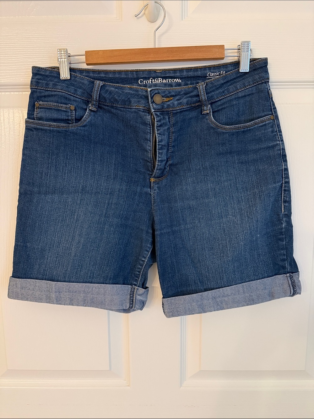 croft & barrow Dark Blue Rolled Cuff Denim Shorts